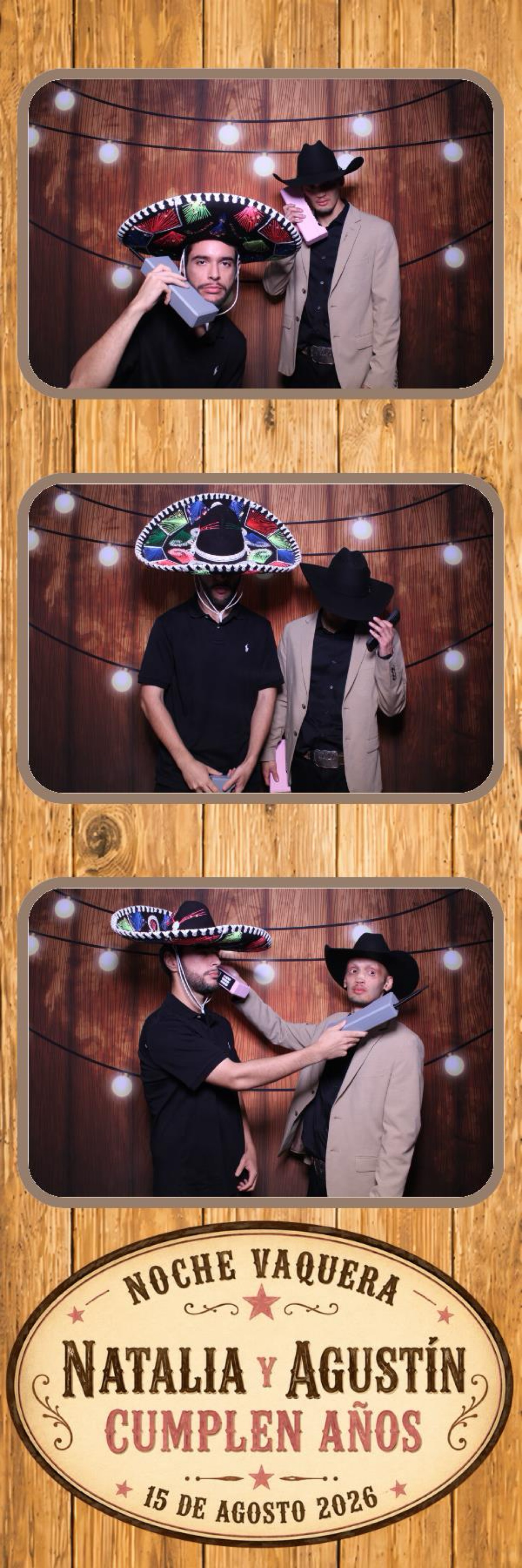 Wood background birthday photo booth overlay for Natalia and Agustín